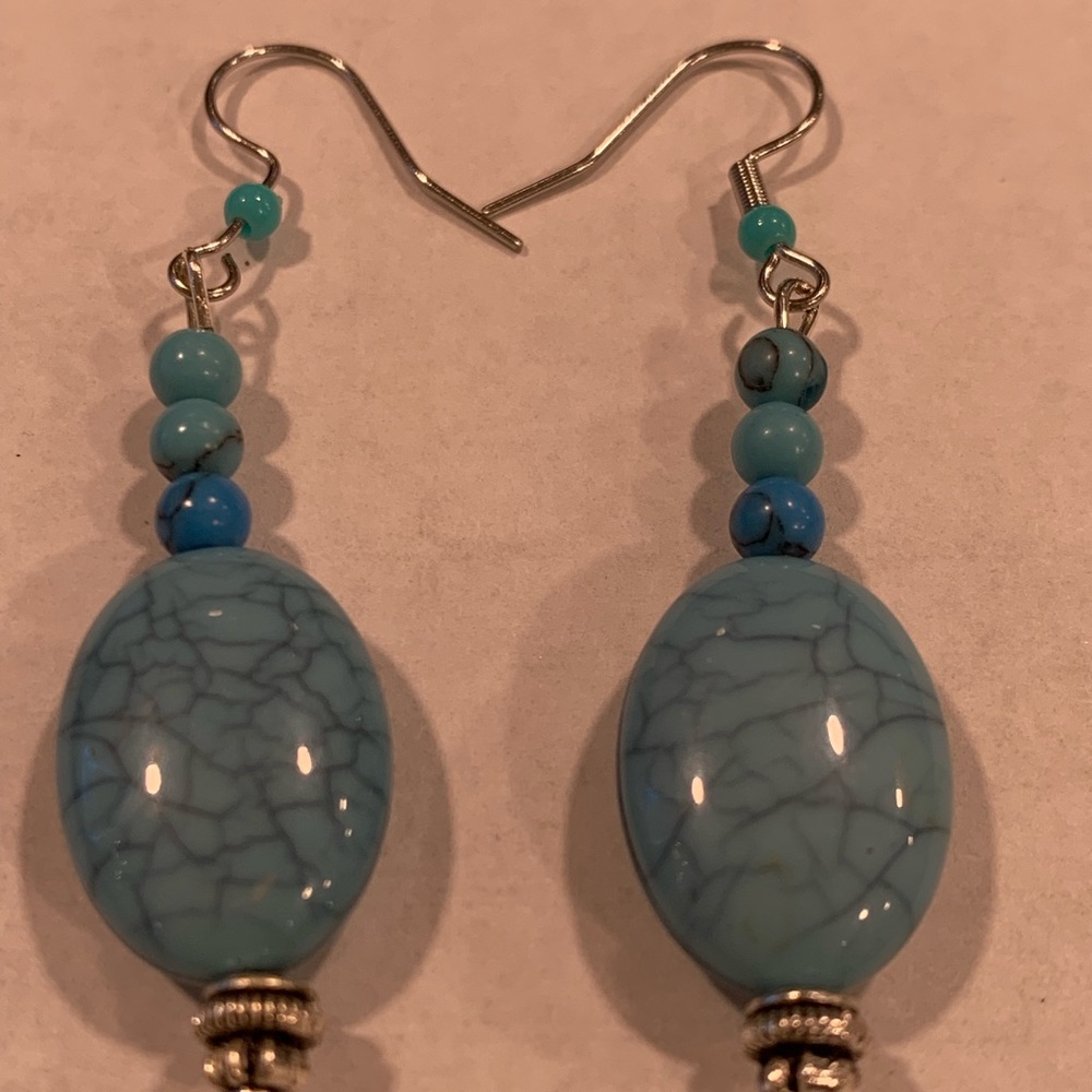 Turquoise Beaded Dangle Earrings